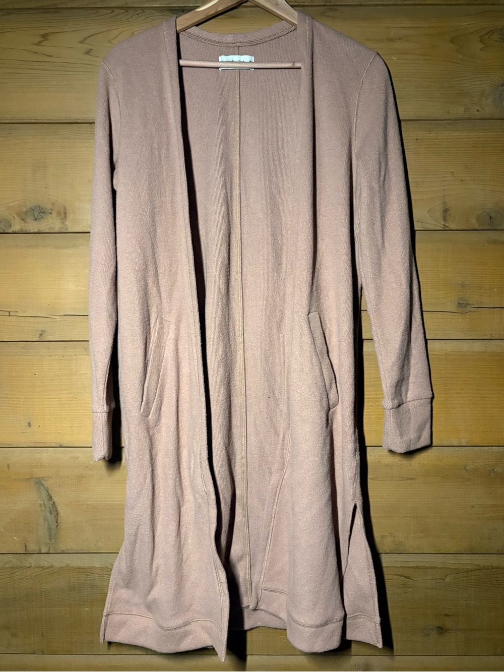 Abercrombie & Fitch Soft A&F Cozy Duster Cardigan Tan Dusty Rose Open Front